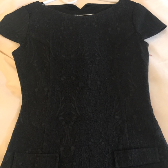 NWOT Beautiful black brocade drop waist dress - Picture 2 of 8